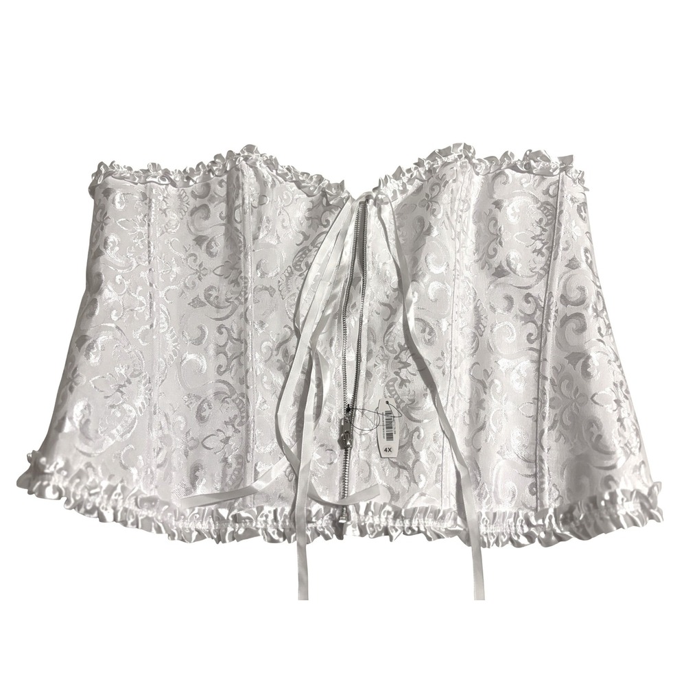 NWT Adore Me White Brocade Corset Bustier 4X Lace Up Wedding night